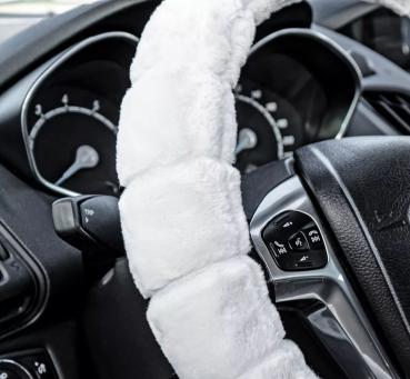 Xkeribom Lenkradbezug 37-38cm Lenkradschoner Lenkradschutz Plüsch Weiss